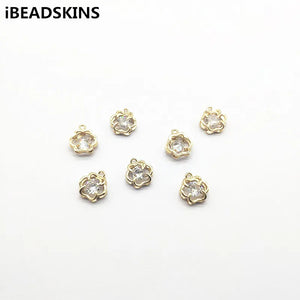 Copper/Zircon Flower Charm Jewelry Findings Necklace Earrings DIY