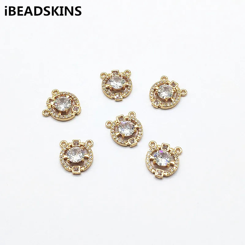 50pcs CZ Round Shape Charms for Earrings DIY