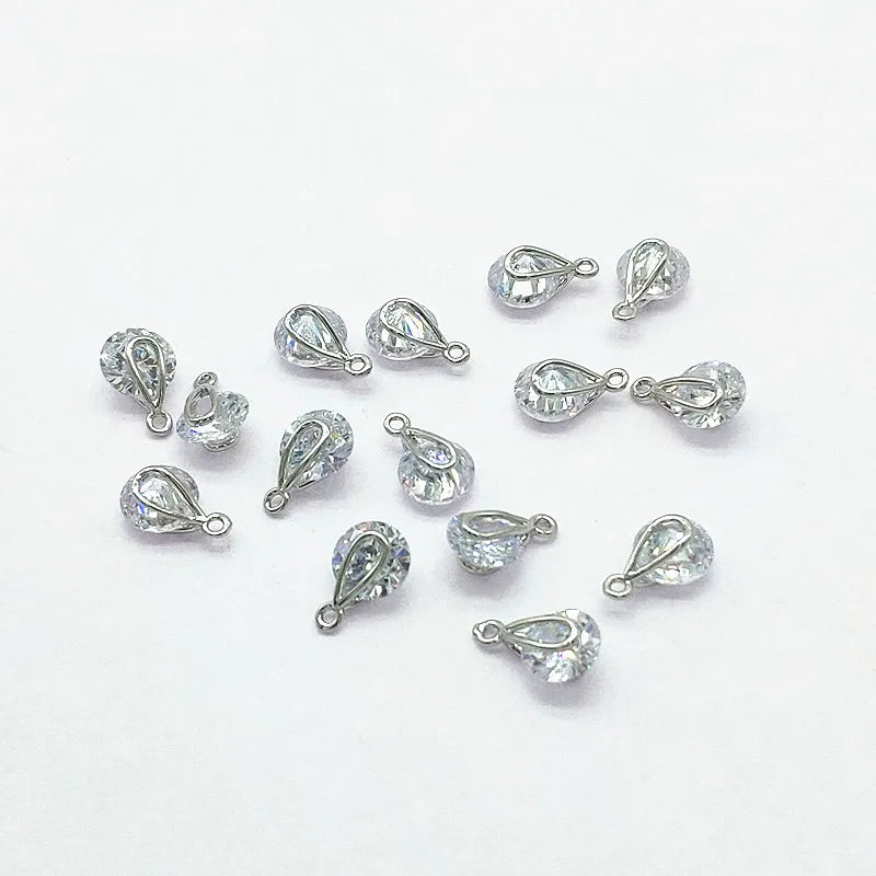 Copper/Cubic Zirconia Drop Shape Charm for Earrings Making - 50pcs
