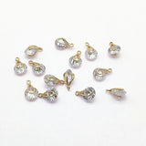 Copper/Cubic Zirconia Drop Shape Charm for Earrings Making - 50pcs