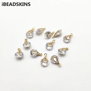CZ Drop Shape Charm, 13x8mm, 50pcs, Earrings Making DIY