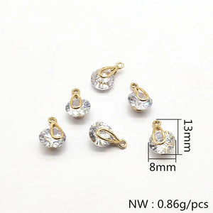 CZ Drop Shape Charm, 13x8mm, 50pcs, Earrings Making DIY