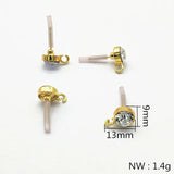 100pcs Rhinestone Round Ear Stud for Earrings Making/DIY - 13x9mm