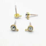 100pcs Rhinestone Round Ear Stud for Earrings Making/DIY - 13x9mm