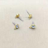 100pcs Rhinestone Round Ear Stud for Earrings Making/DIY - 13x9mm