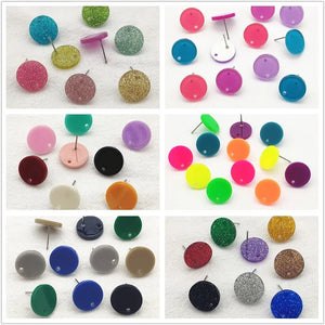 100pcs/lot Acrylic Coin-Shape Earrings Stud For DIY Jewelry