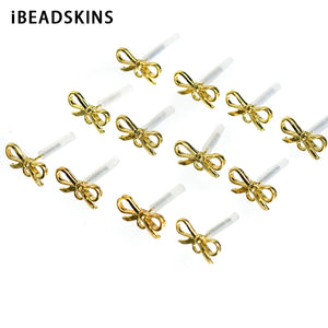 14mm Zinc Alloy Bows Stud Earrings - 100pcs/lot