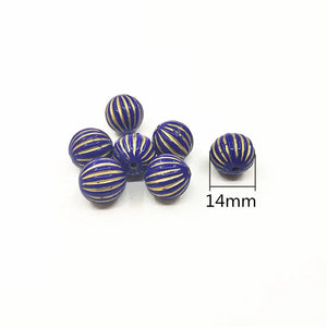 14mm 320pcs Royal Acrylic Hot Stamping Round Stripe Beads for Necklace DIY