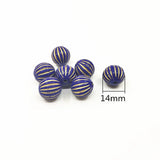 14mm 320pcs Royal Acrylic Hot Stamping Round Stripe Beads for Necklace DIY