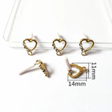 Heart Shape Stud Earring 100pcs Zinc Alloy Rhinestone 14x11mm