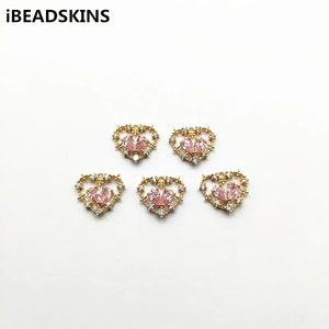 Zircon Heart Charm 20pcs for Earrings Making Jewelry DIY