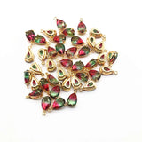 Copper Glass Drop-Shaped Earring Charms 50pcs