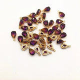 Copper Glass Drop-Shaped Earring Charms 50pcs
