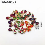 Copper Glass Drop-Shaped Earring Charms 50pcs