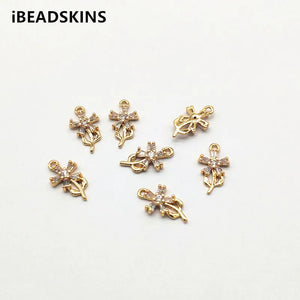 50pcs CZ Flower Shape Charm Earrings Findings DIY Jewelry