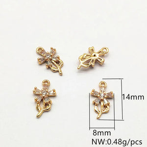 50pcs CZ Flower Shape Charm Earrings Findings DIY Jewelry