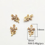50pcs CZ Flower Shape Charm Earrings Findings DIY Jewelry