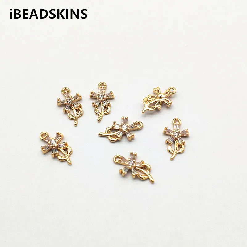 50pcs CZ Flower Shape Charm Earrings Findings DIY Jewelry