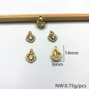 Copper/Zircon Heart Shape Charm for Earrings Making DIY