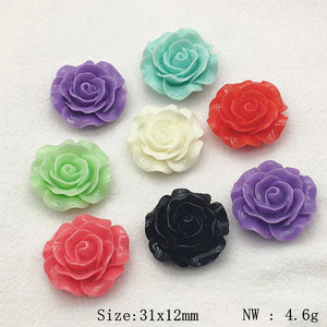 100pcs Resin Rose Flower Beads For Jewelry Making