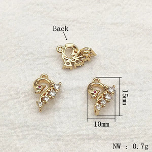 CZ Copper Charm 15X10mm 50pcs for Necklace Earring DIY