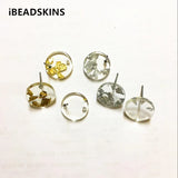 15mm Acrylic Coin-Shape Silver Foil Earrings Accessories - 100pcs