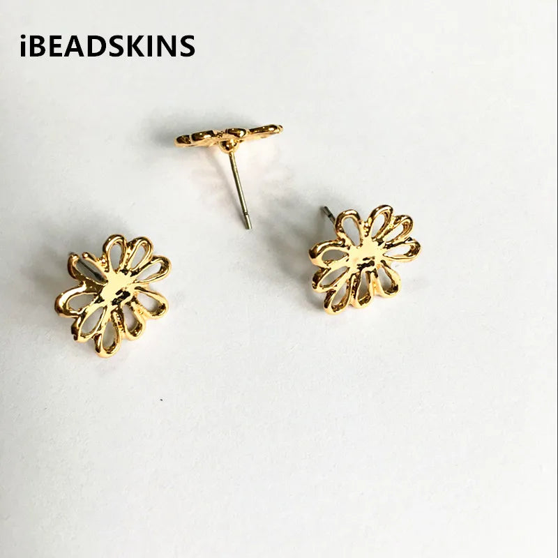 15mm 100 Flower Shape Earrings Stud DIY Accessories