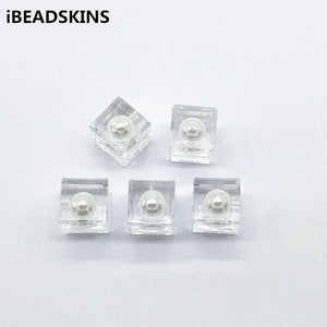 15mm 50pcs Round Pearl Square Beads Earrings Parts DIY Jewelry Findings