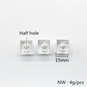 15mm 50pcs Round Pearl Square Beads Earrings Parts DIY Jewelry Findings