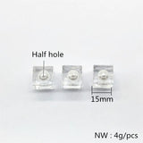 15mm 50pcs Round Pearl Square Beads Earrings Parts DIY Jewelry Findings