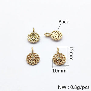 100pcs Copper/Cubic Zirconia Round Charm for Earrings DIY