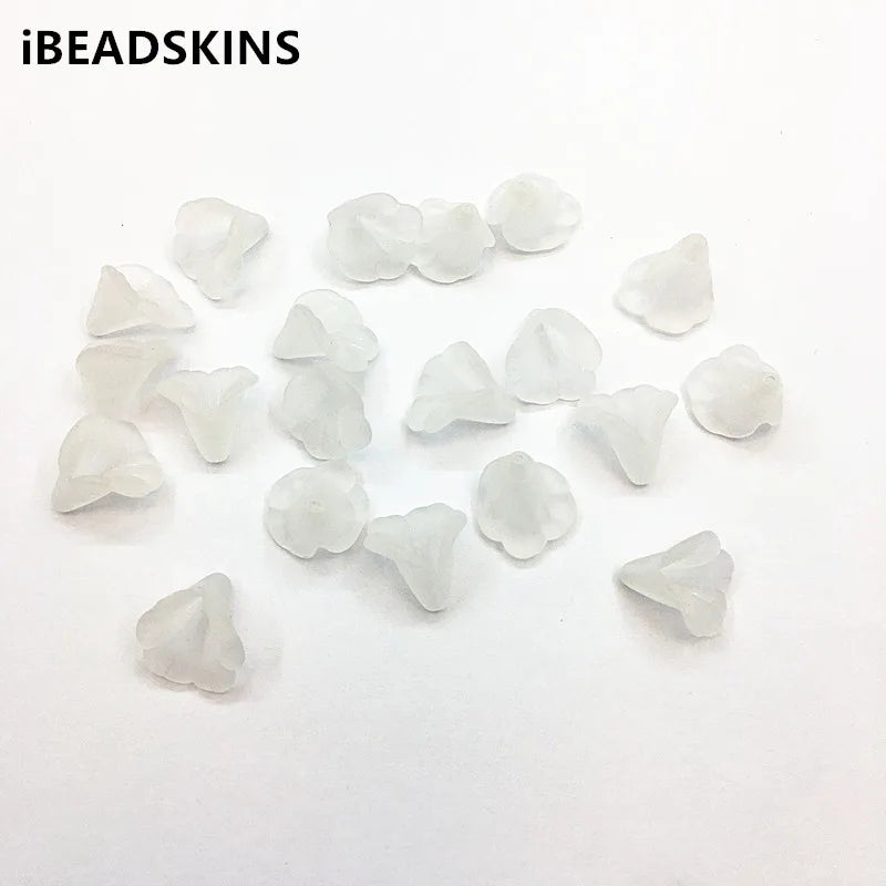 900pcs Frosted Clear Morning Glory Beads for Jewelry Making