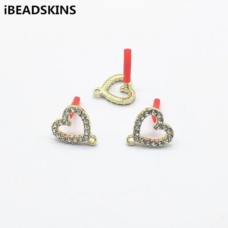 100pc Rhinestone Heart Earrings Studs for Handmade Jewelry DIY