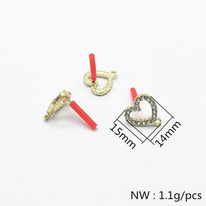 100pc Rhinestone Heart Earrings Studs for Handmade Jewelry DIY
