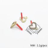 100pc Rhinestone Heart Earrings Studs for Handmade Jewelry DIY