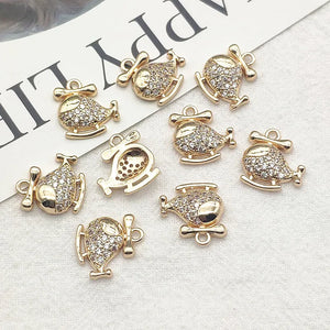 50pcs CZ Helicopter Charm for Earring Necklace DIY Jewelry Findings