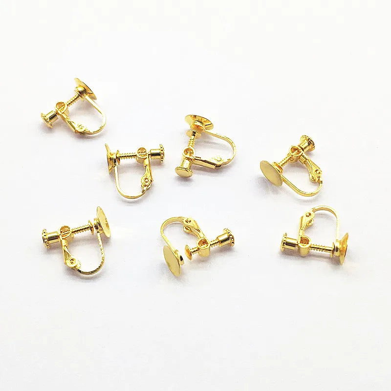 100pcs Copper Ear Clip with Tray for Earrings Making