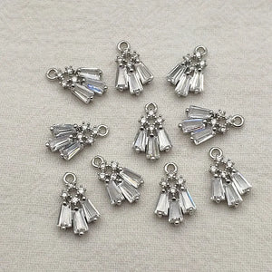 Copper CZ Feather Earrings Charm 15x9mm 50pcs DIY Jewelry Findings