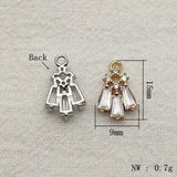 Copper CZ Feather Earrings Charm 15x9mm 50pcs DIY Jewelry Findings