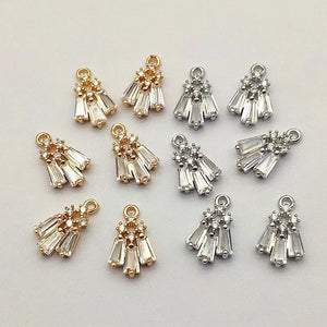 Copper CZ Feather Earrings Charm 15x9mm 50pcs DIY Jewelry Findings
