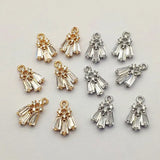 Copper CZ Feather Earrings Charm 15x9mm 50pcs DIY Jewelry Findings