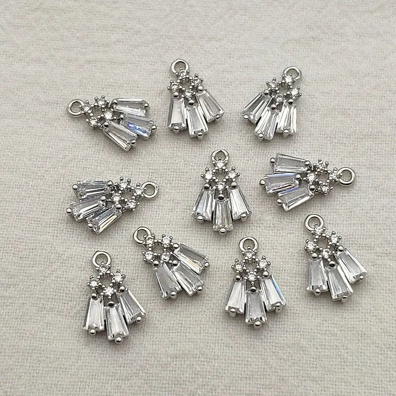 Copper CZ Feather Earrings Charm 15x9mm 50pcs DIY Jewelry Findings