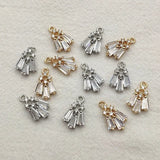 Copper CZ Feather Earrings Charm 15x9mm 50pcs DIY Jewelry Findings