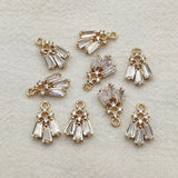 Copper CZ Feather Earrings Charm 15x9mm 50pcs DIY Jewelry Findings
