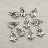 Copper CZ Feather Earrings Charm 15x9mm 50pcs DIY Jewelry Findings