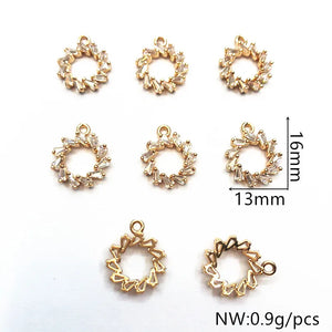 Copper/Zircon Round Charm for Earrings DIY - 50pcs 16X13mm