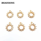 Copper/Zircon Round Charm for Earrings DIY - 50pcs 16X13mm