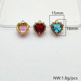 16X15mm Zircon Heart Shape Charm for Jewelry Making - 50pcs