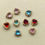 16X15mm Zircon Heart Shape Charm for Jewelry Making - 50pcs