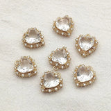16X15mm Zircon Heart Shape Charm for Jewelry Making - 50pcs